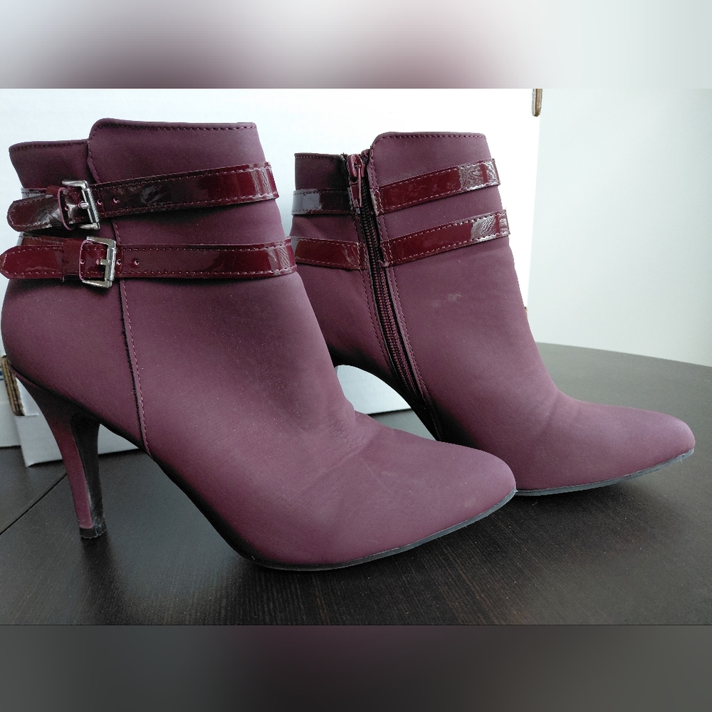 Burgundy / Wine Colored Booties by MeToo Rounded Pointed Toe w/Side Zipper